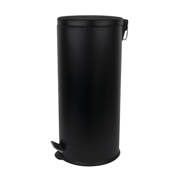 Round Soft Close Pedal Bin 30L Matt Black Homebase