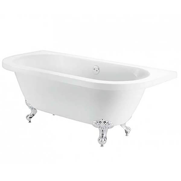 Bathstore Belmont Back to Wall Roll Top Bath with Silver Feet Homebase
