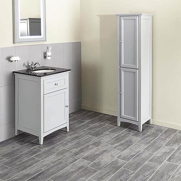 Bathstore Savoy 600mm Granite Top Floorstanding Vanity Unit Gun Metal