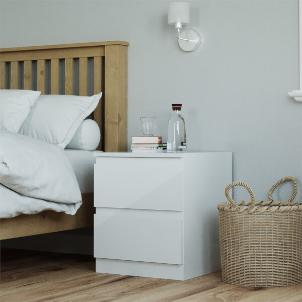 Modular Bedroom Handleless Bedside Chest White Homebase