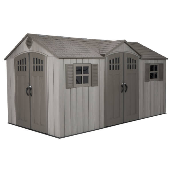 Lifetime 15x8 ft Rough Cut Dual Entry Outdoor Storage Shed Homebase