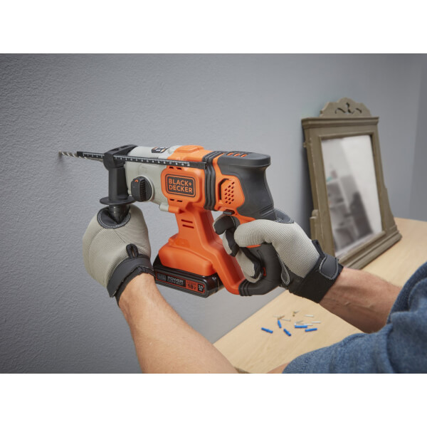 BLACK+DECKER 18V Cordless SDS Plus Hammer Drill with Kit Box (BCD900D1KGB) Homebase