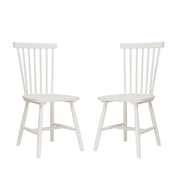 Laura Spindle Back Chair Set of 2 Ivory Homebase