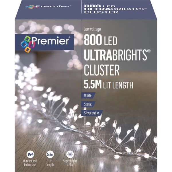 5.5M 800L Ultrabright Cluster White LED Lights Homebase