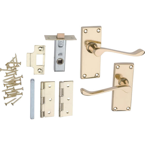 Victorian Scroll Internal Door Handle Pack Polished Brass Homebase