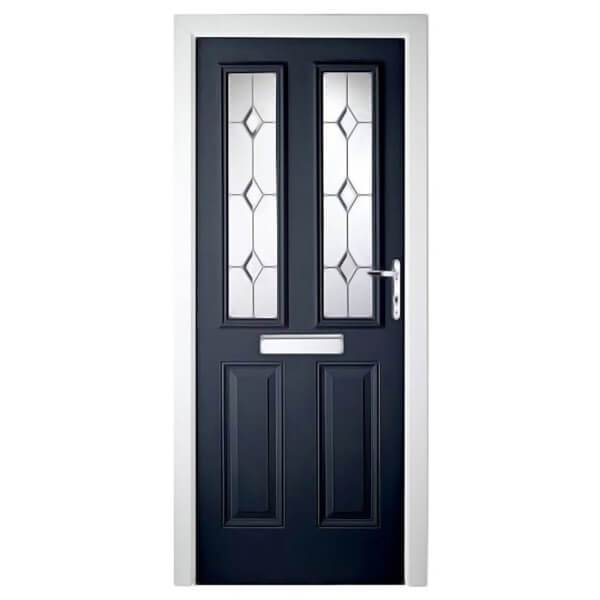 London 2 Narrow Lite Composite Door Set Blue Left Hand Hung Composite