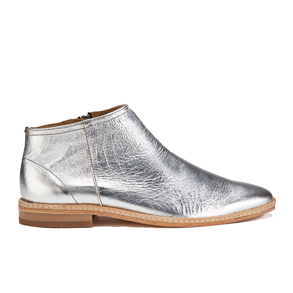 silver flat booties