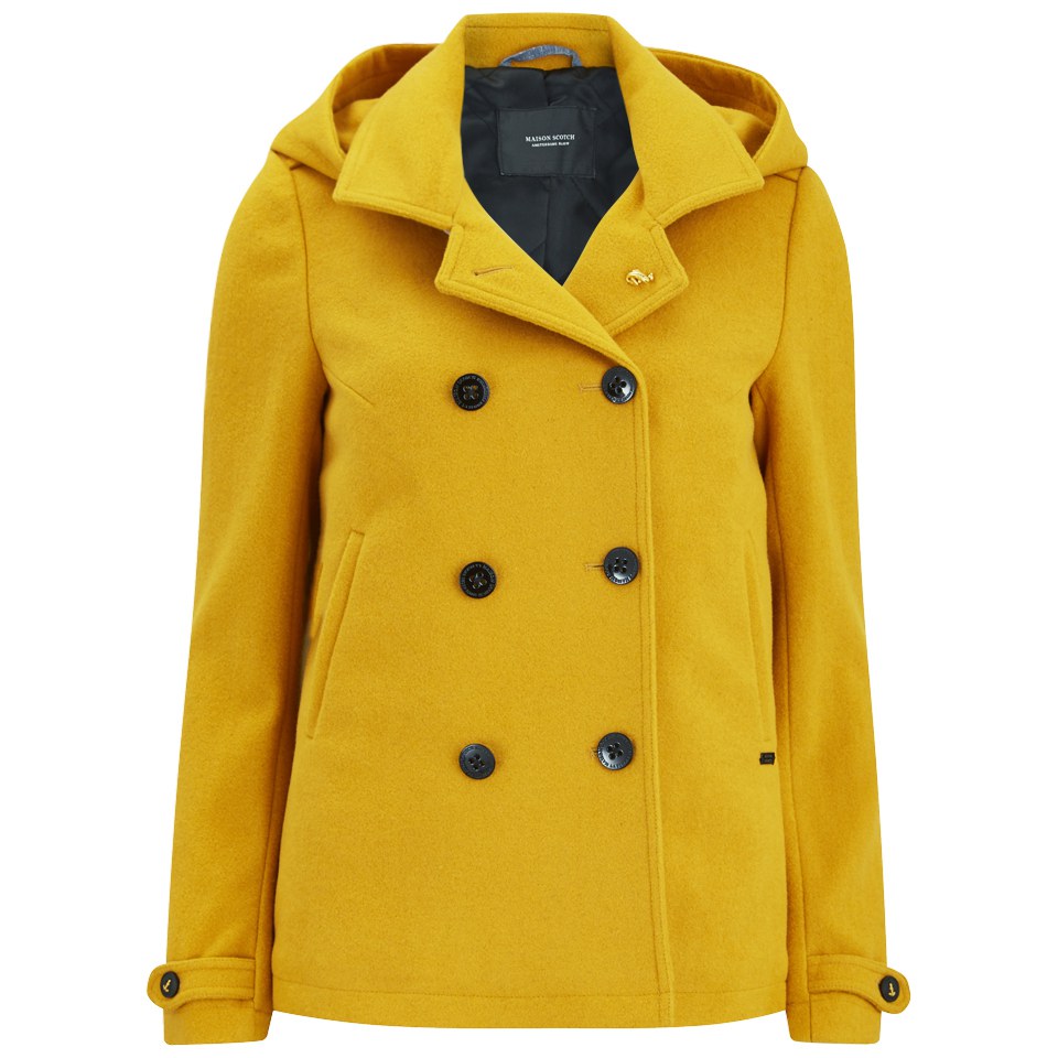 Maison Scotch Womens Wool Peacoat Yellow Womens Clothing