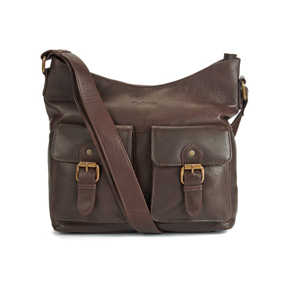 Barbour Women&#39;s Slateford Leather Shoulder Bag - Dark Brown | FREE UK Delivery | Allsole
