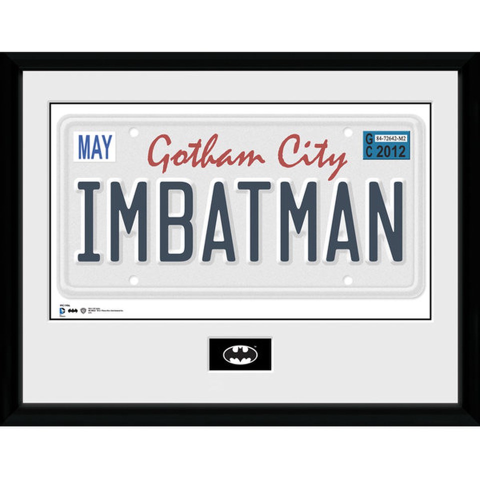 DC Comics Batman License Plate 16 x 12 Inches Framed Photographic IWOOT