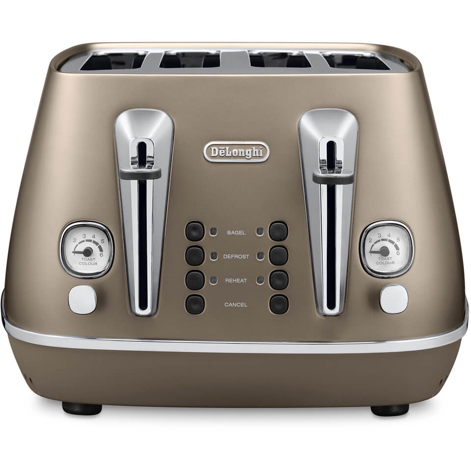 De'Longhi CTI4003.BZ Distinta 4 Slice Toaster Bronze Finish Free UK
