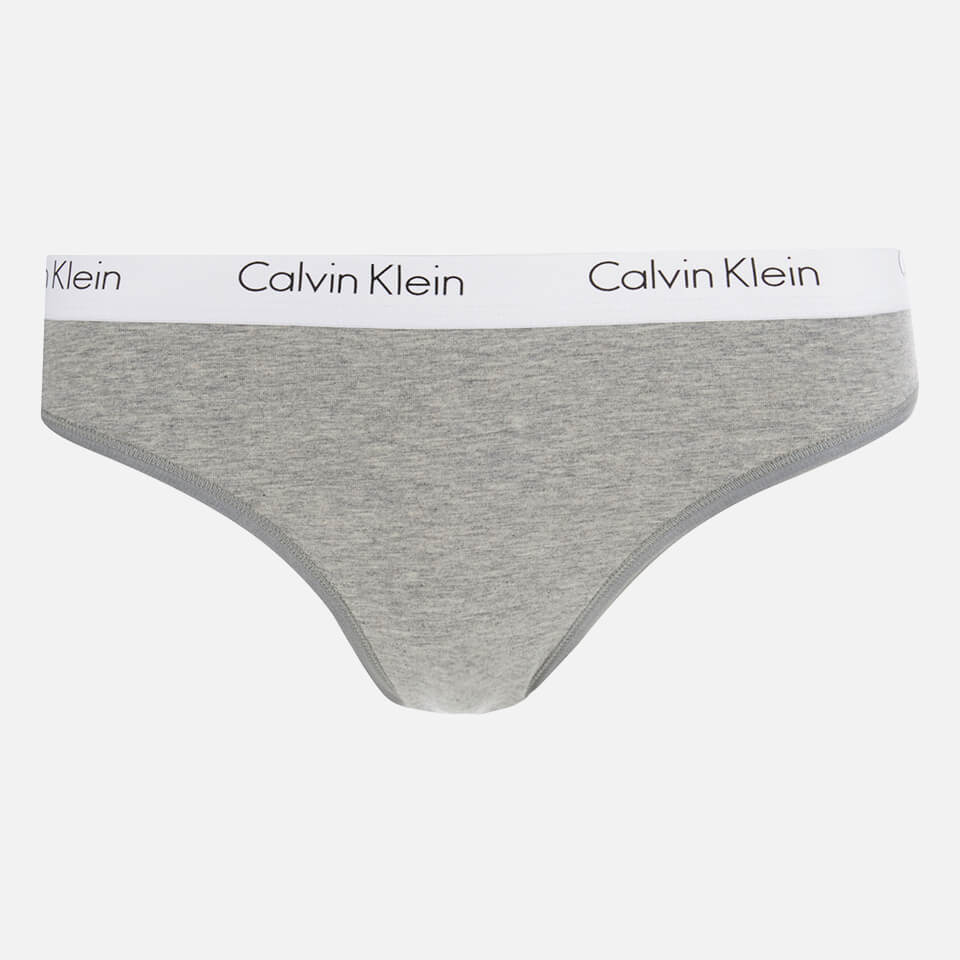 Calvin Klein Women's CK One Logo Thong - Grey Heather - Free UK ...