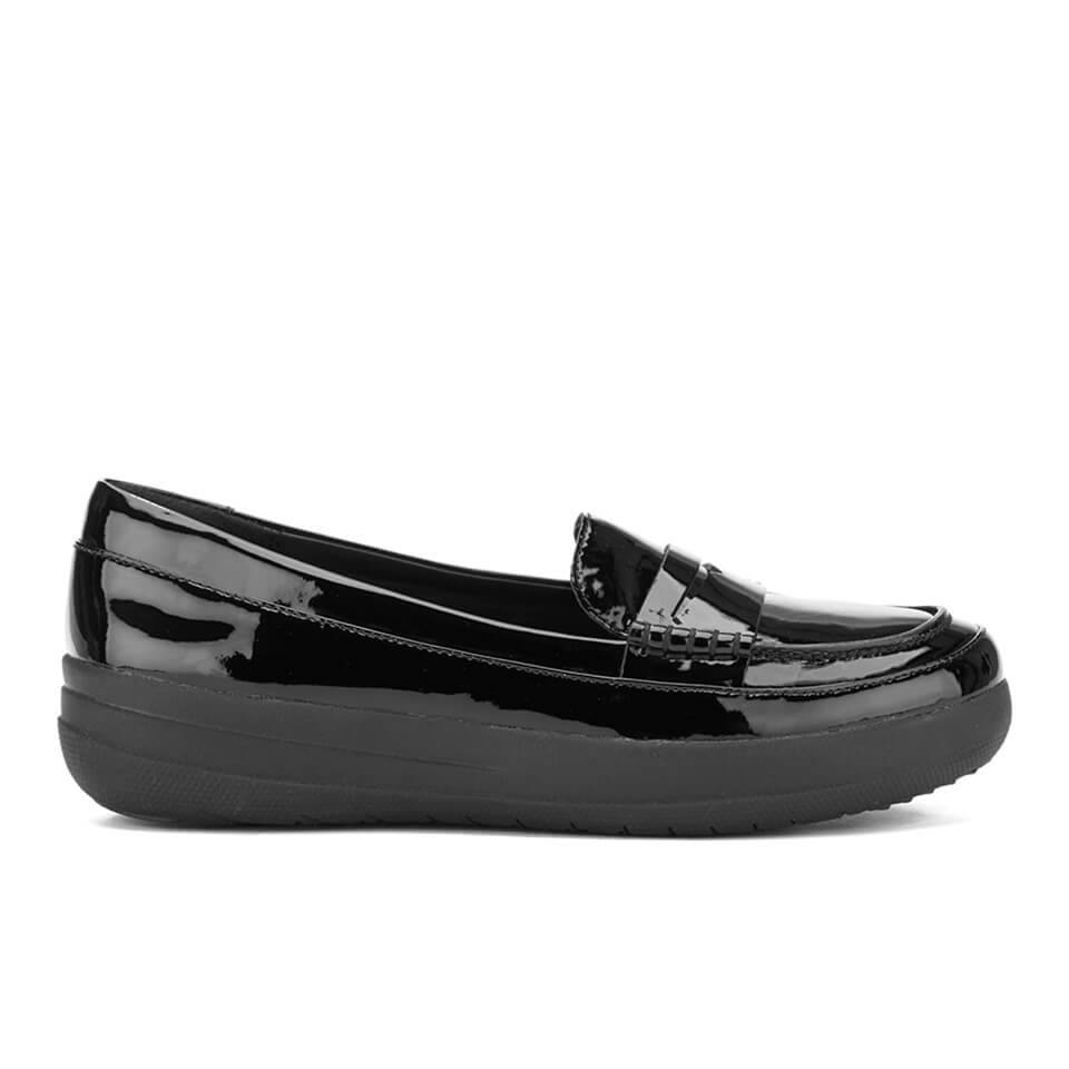 FitFlop Women's FSporty Patent Penny Loafers Black Womens Footwear
