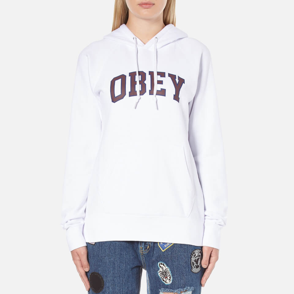 OBEY Clothing Women's Learning Hooded Sweatshirt White Womens