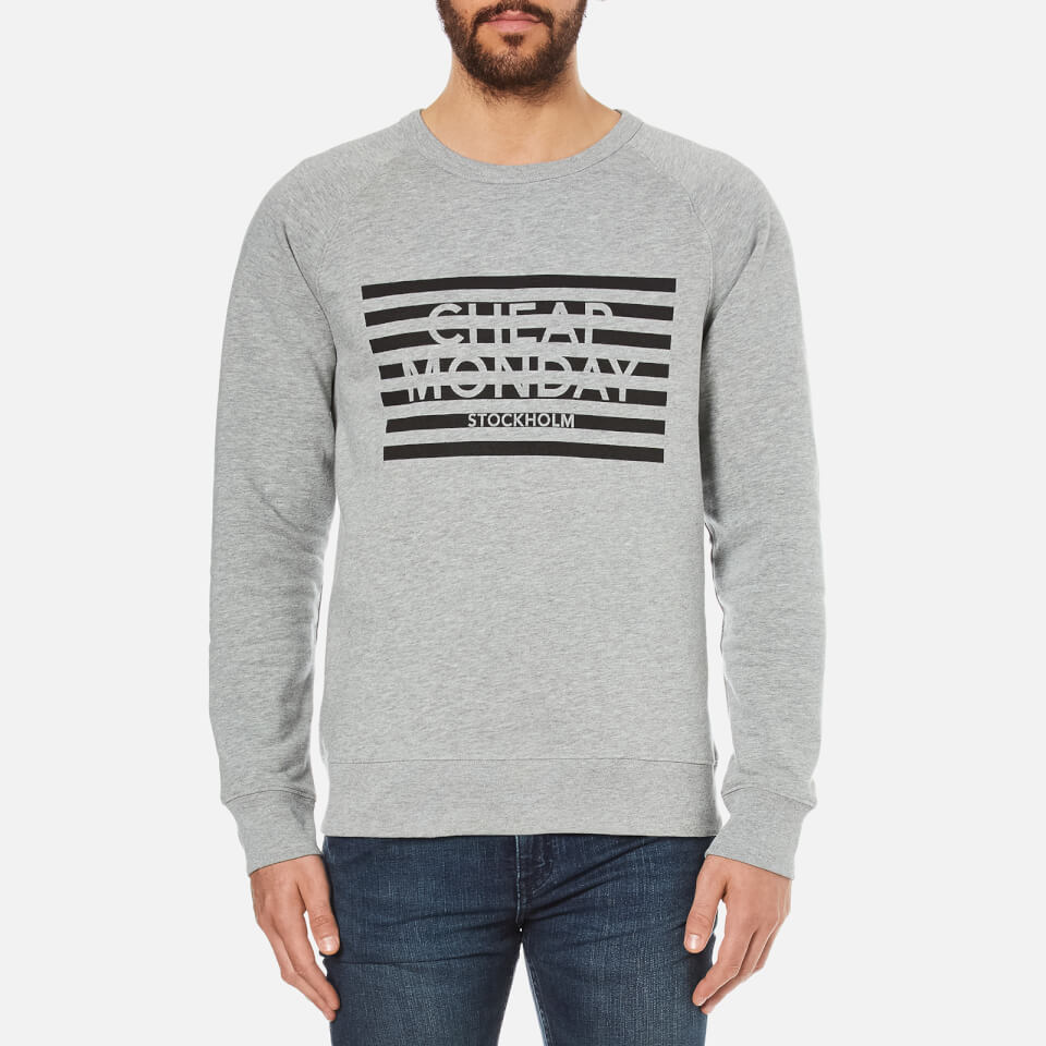 Cheap Monday Men's Rules Striped Logo Sweatshirt - Grey Melange Mens ...