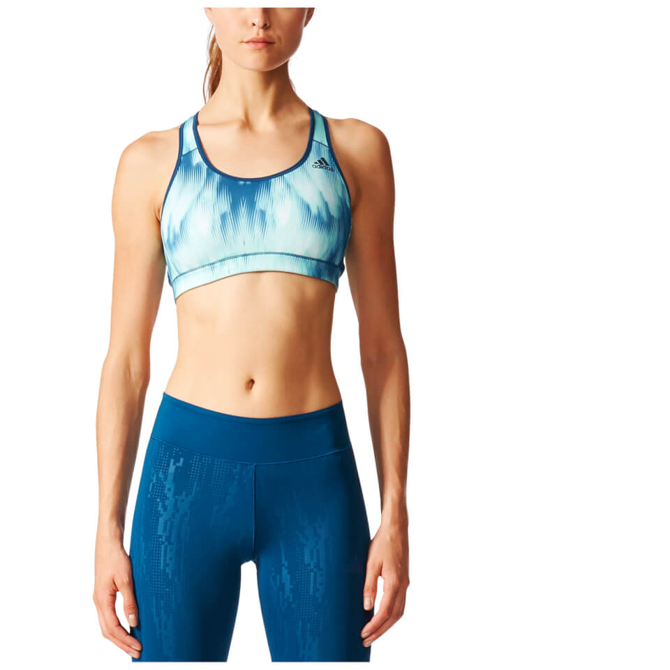 adidas Women's Print Training Racer Back Bra Light Blue adidas Women's Print Training Racer Back Bra Light Blue