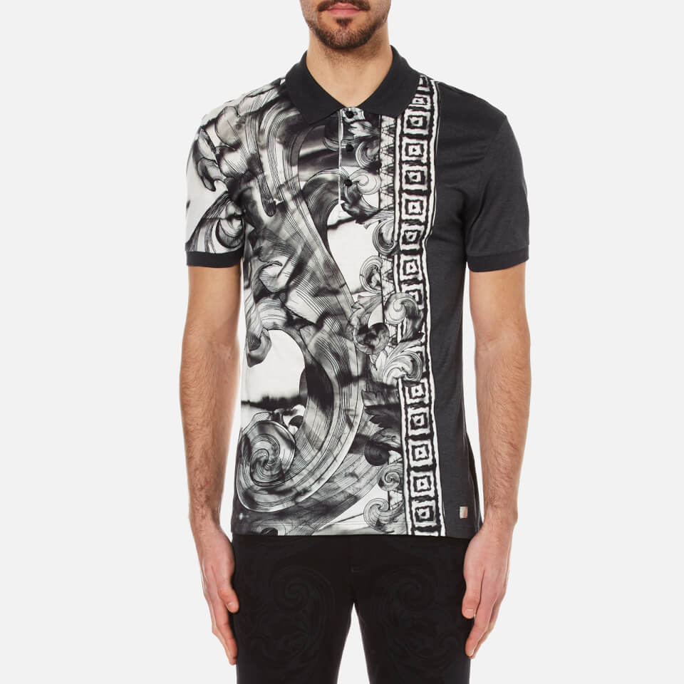 Versace Collection Men's Greek Patterned Polo Shirt with Contrast ...