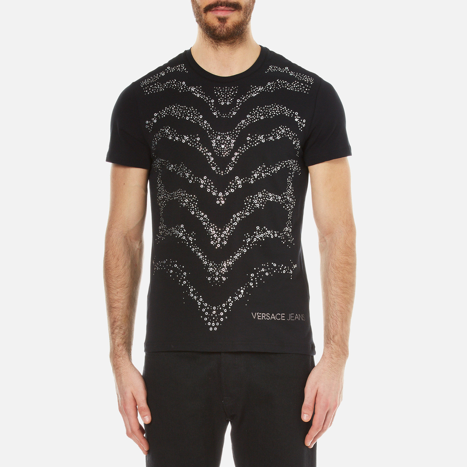 Versace Jeans Men's Studded Wave Detail T-Shirt - Black Mens Clothing ...