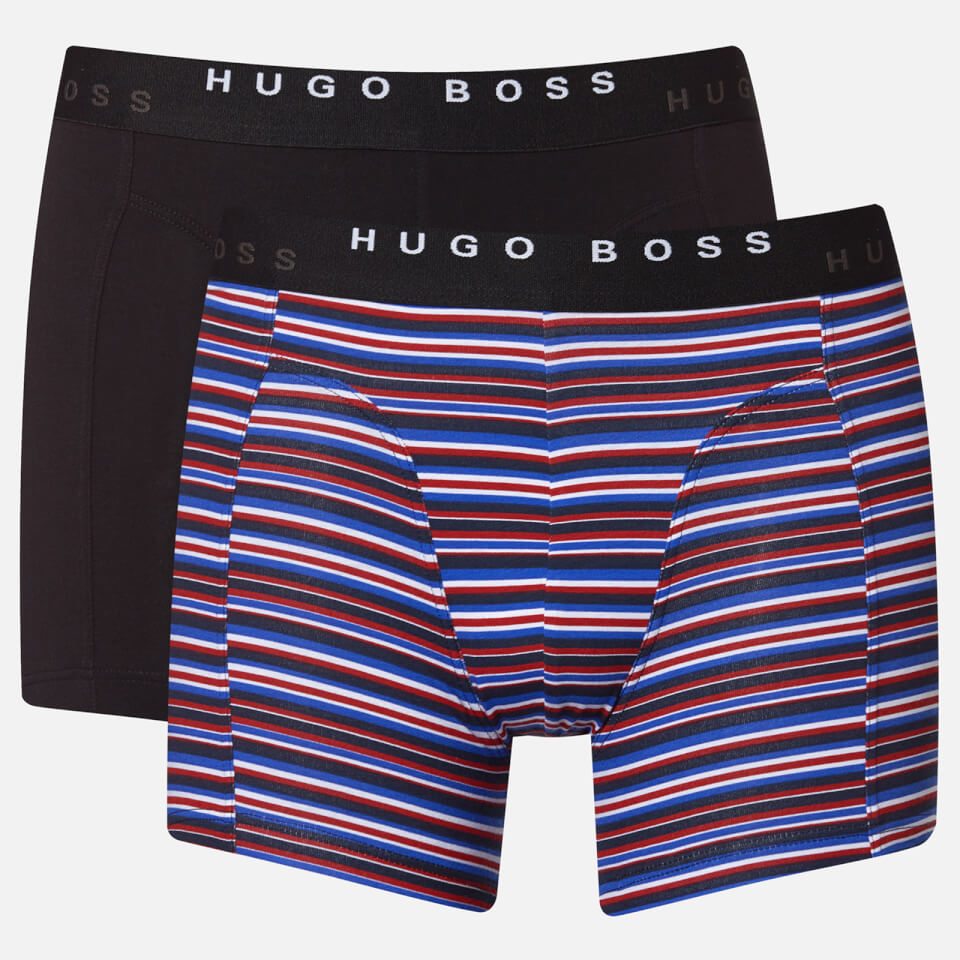 BOSS Hugo Boss Men's 2 Pack Print Boxer Briefs Open Blue Mens Underwear