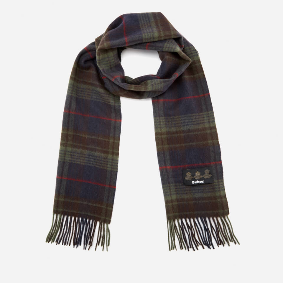 Barbour Men's Brignall Lambswool Scarf Olive/Brown Free UK Delivery