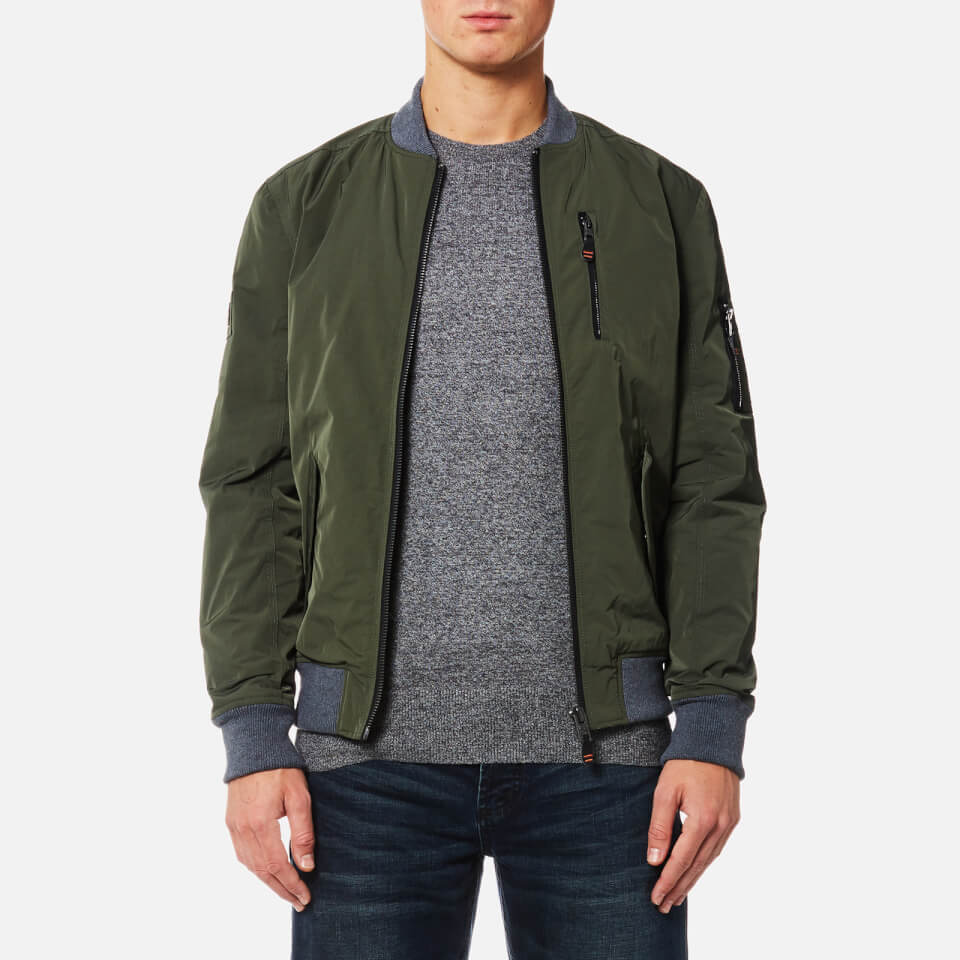 Superdry Men's Wax Flight Bomber Jacket Khaki Clothing
