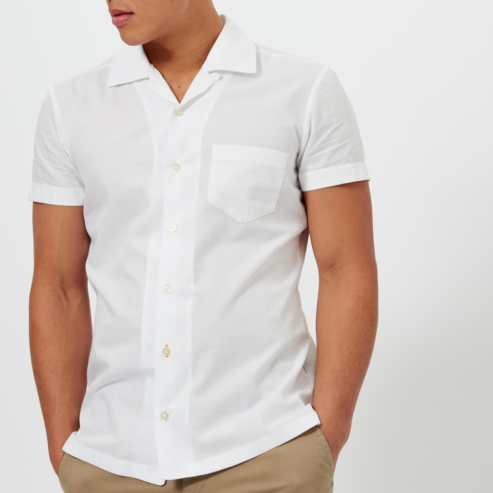BOSS Orange Men s Esalsa Cuban Collar Short Sleeve Shirt