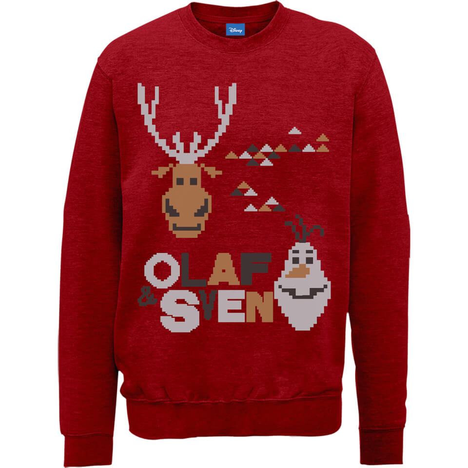 Disney Frozen Christmas Olaf And Sven Red Christmas Sweatshirt Iwoot Uk