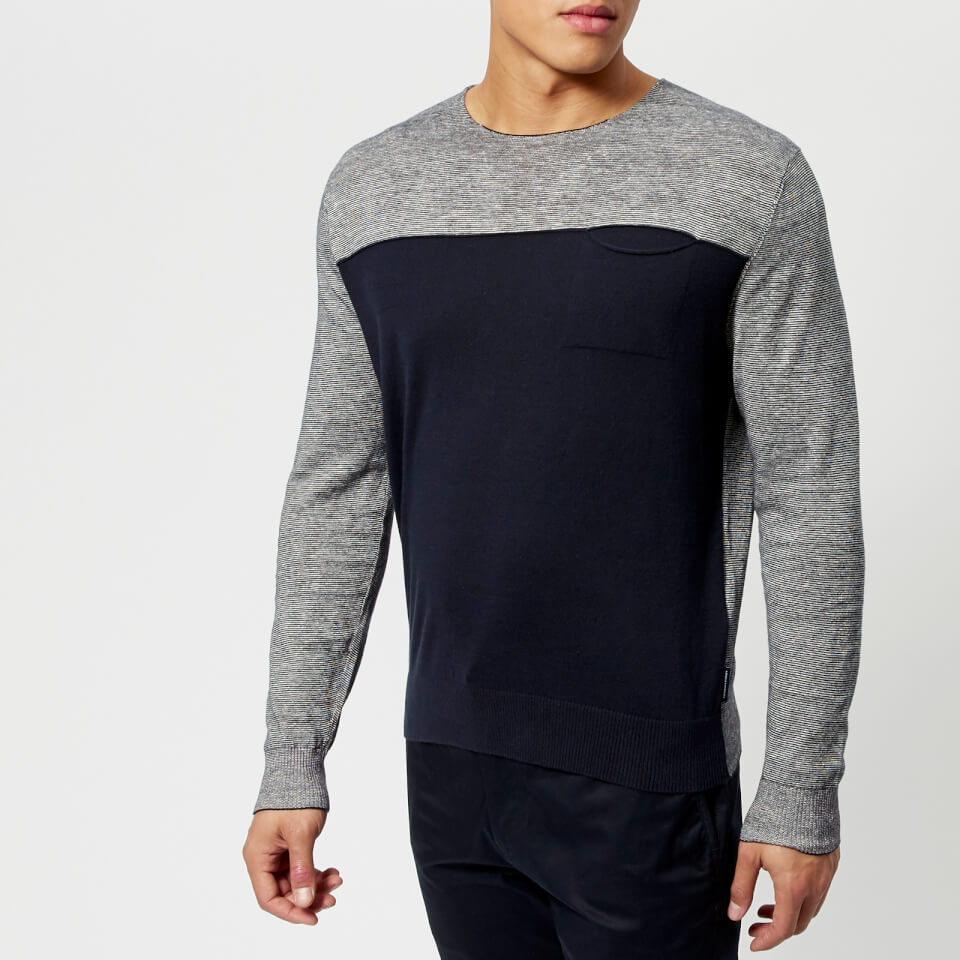Armani Exchange Men's Knitted Pullover - Navy/White Mens Clothing ...