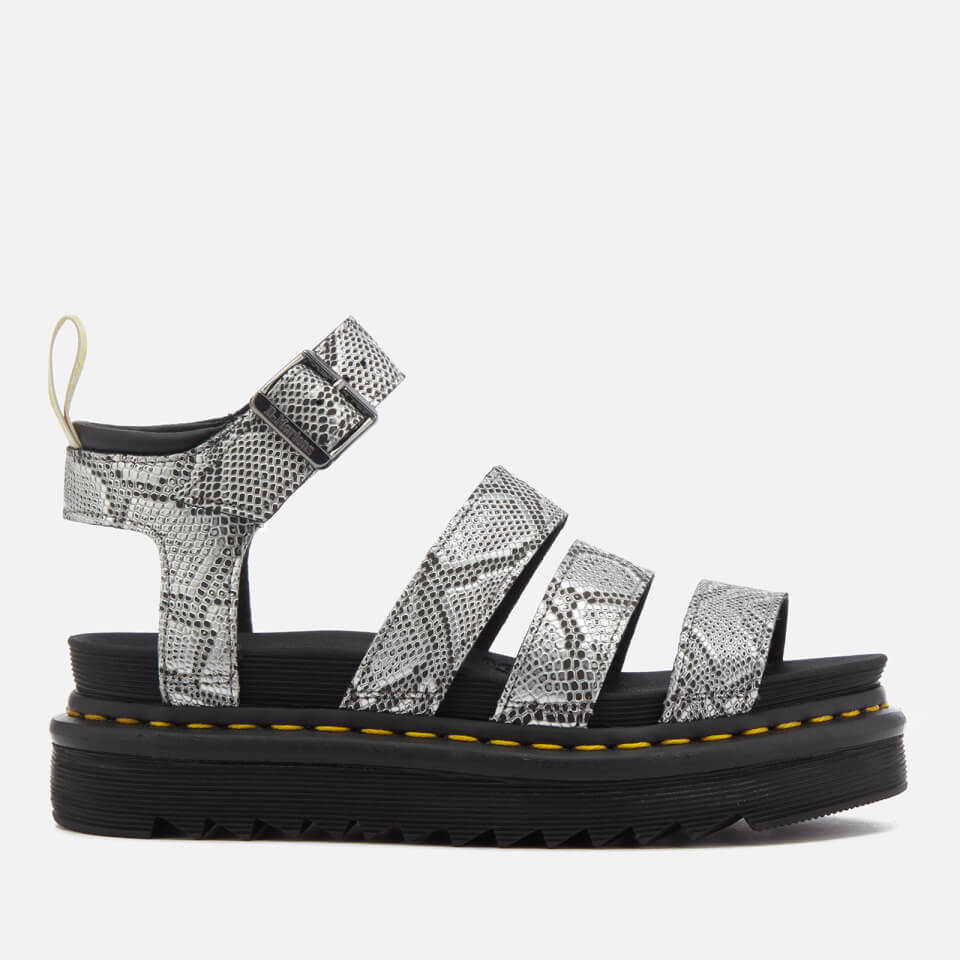 Dr martens blaire strappy online flat sandals in silver