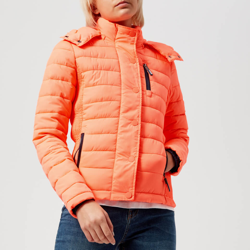 Womens Fuji Slim Double Zip Hooded Jacket in Acid Coral Womens Fuji Slim Double Zip Hooded Jacket in Acid Coral