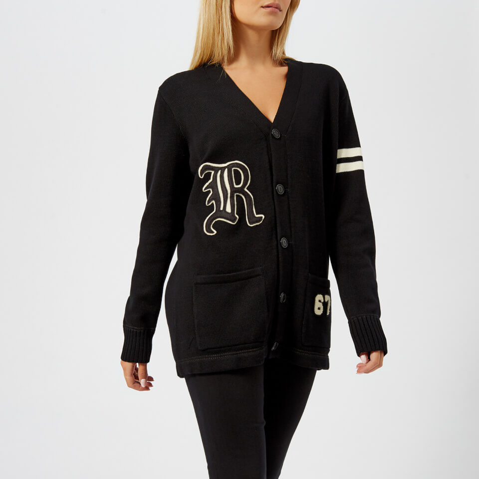 Polo Ralph Lauren Women's Varsity Cardigan Black/Cream Free UK