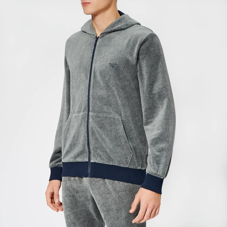 Emporio Armani Men's Zipped Logo Hoodie - Grey - Free UK Delivery Available