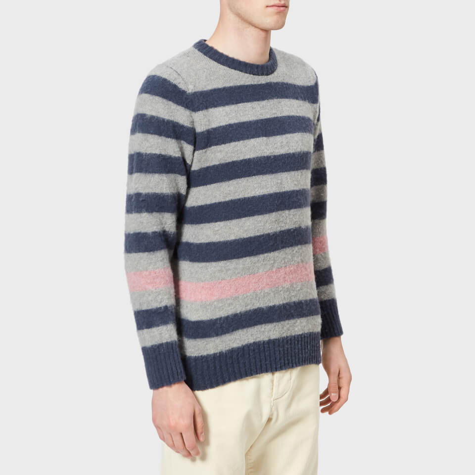 Howlin' Men's Striped Colour Pop Crew Knitted Jumper - Lotion - Free UK ...