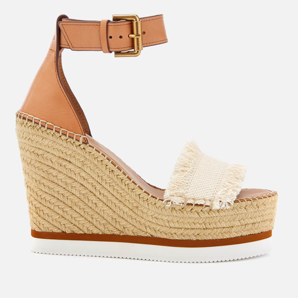 See By Chloé Women's Glyn Canvas Espadrille Wedge Sandals - Natural ...