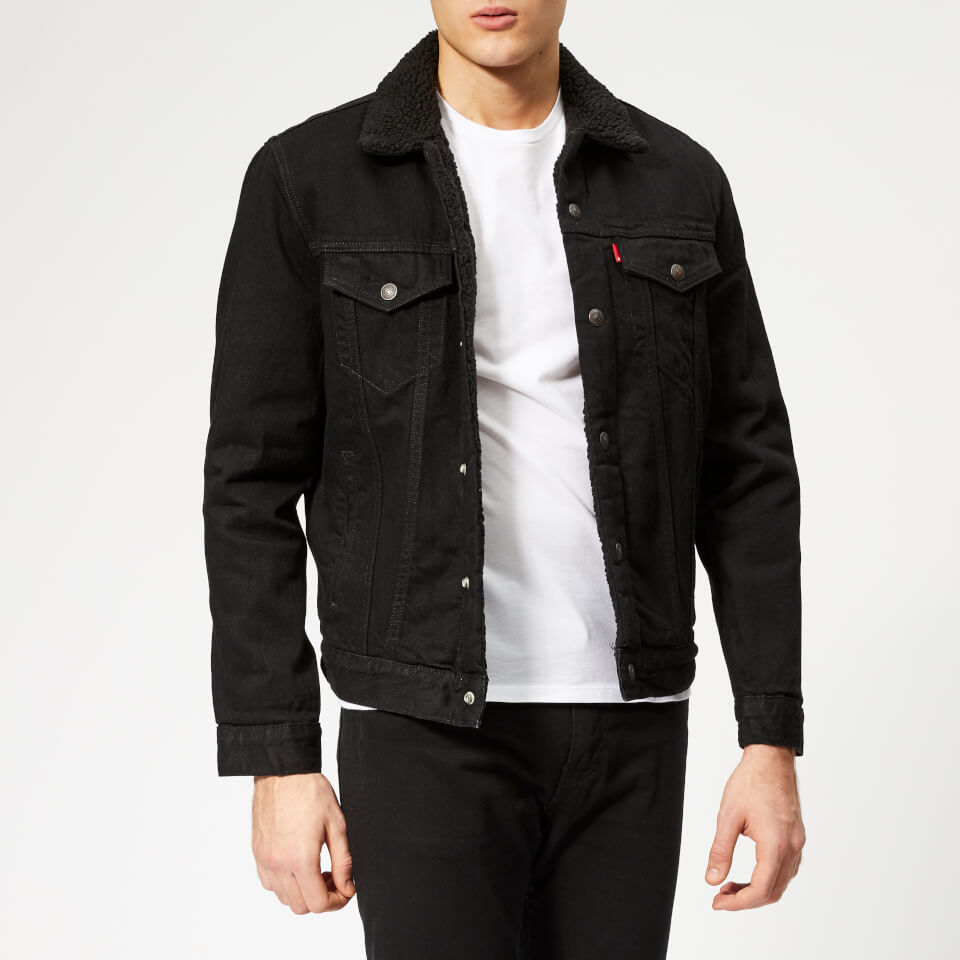 levi's berk denim trucker jacket in black