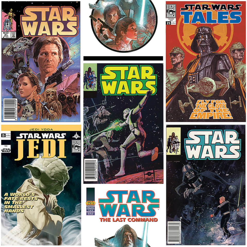 Star Wars Poster Fronts Multi Wallpaper Homeware - Zavvi UK
