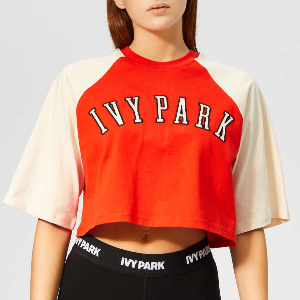 Ivy Park Women's Baseball Logo Shorts Sleeve Crop T-Shirt - Fiery Red ...