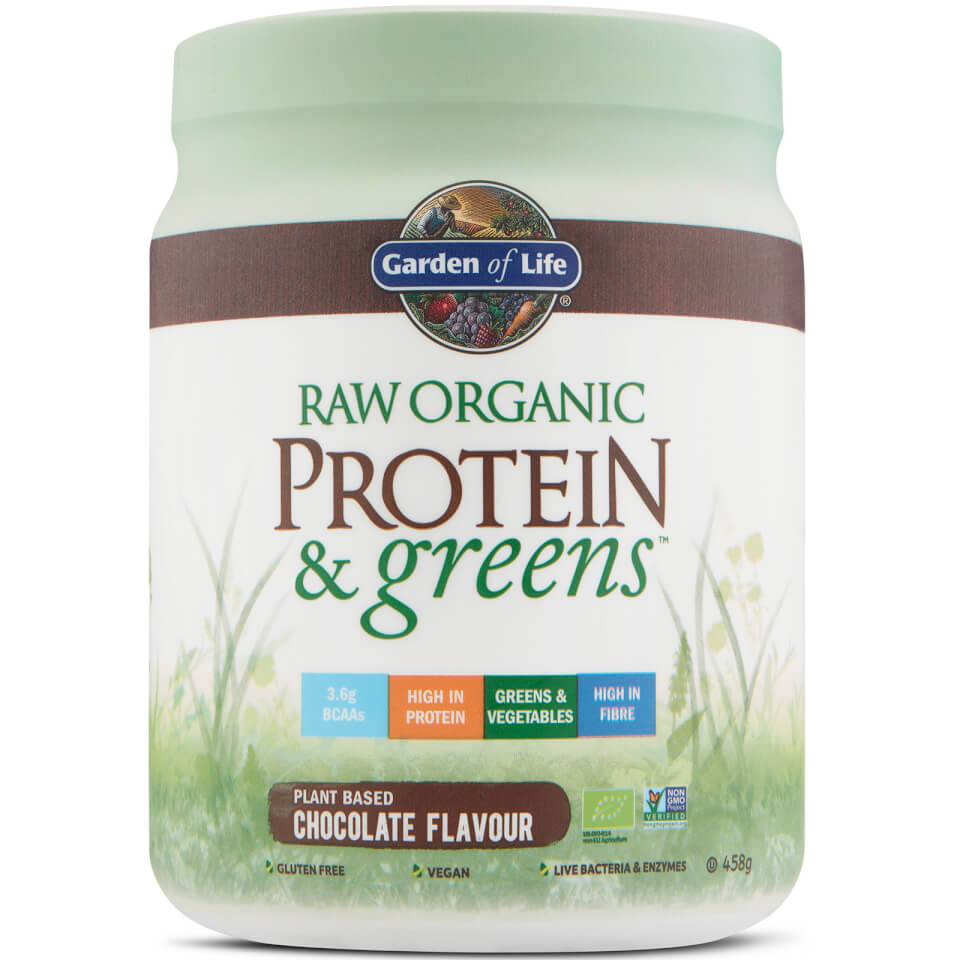 Organic Raw Protein And Greens Powder Chocolate 458G Garden of