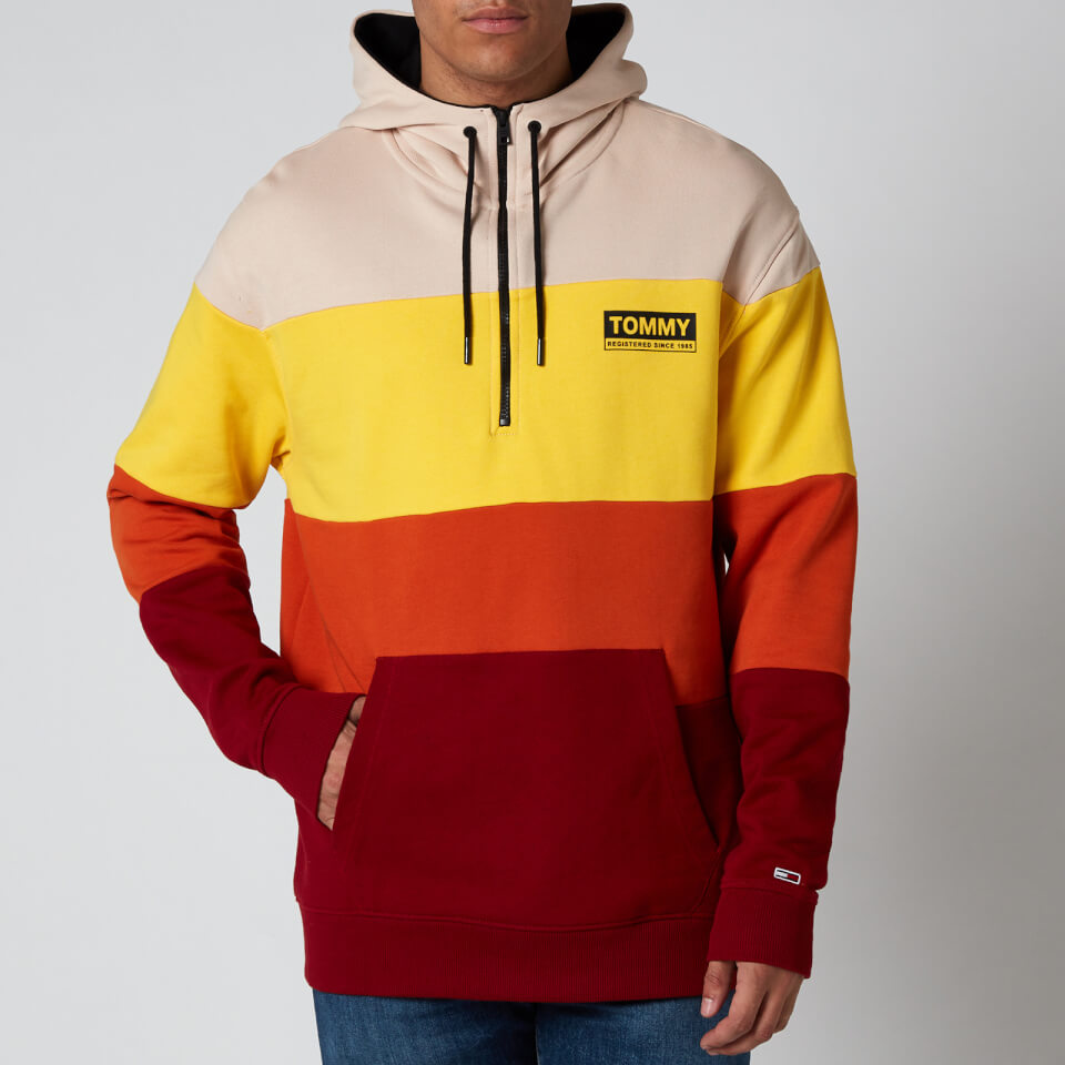 Download Tommy Jeans Men's Half Zip Colorblock Hoodie - Wine Red ...