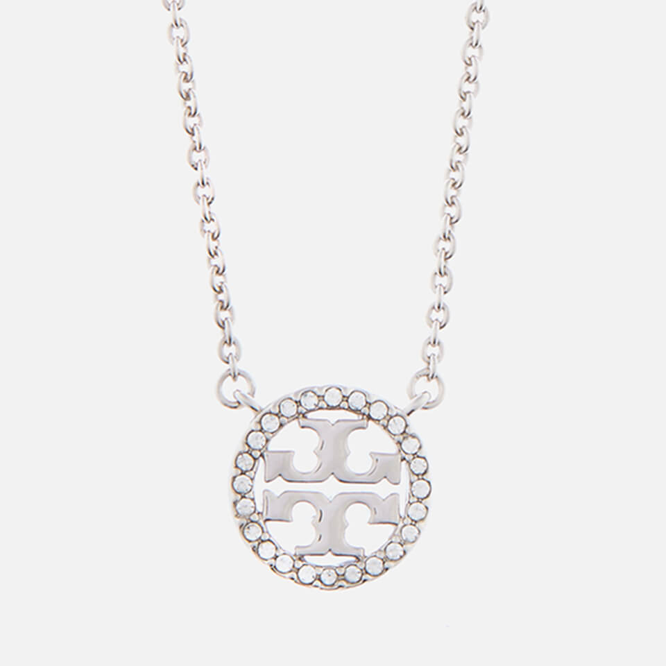 Tory Burch Women's Crystal Logo Delicate Necklace Tory Silver