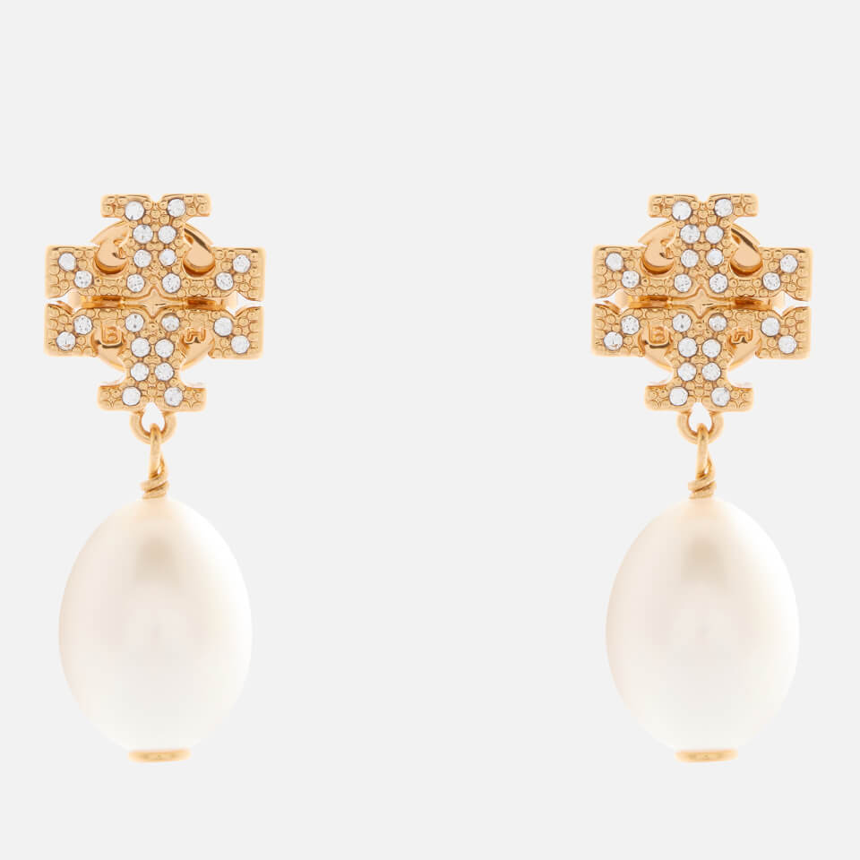 Tory Burch Women's Kira Pave Pearl Drop Earrings - Tory Gold/Pearl