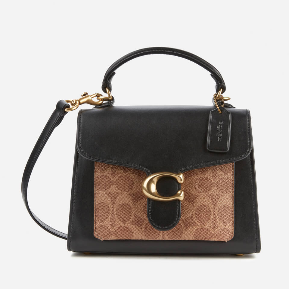 Coach New York Women's Signature Tabby Top Handle 20 Bag Tan Black