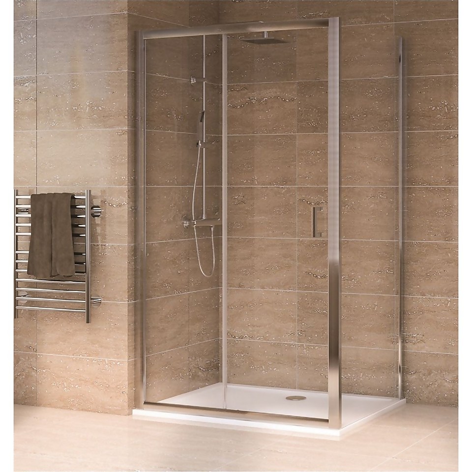 Aqualux Sliding Door 1700 x 900mm Shower Enclosure and Tray Package