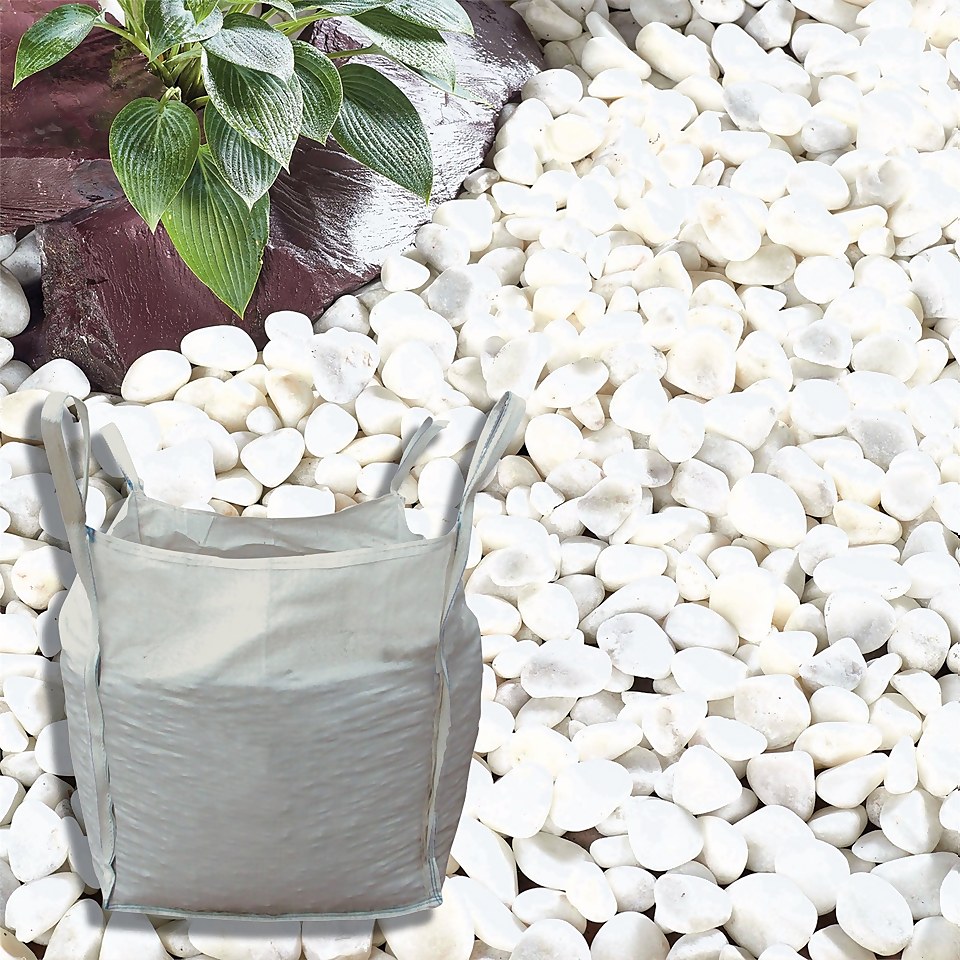 Stylish Stone Premium Arctic White Pebbles Bulk Bag Homebase