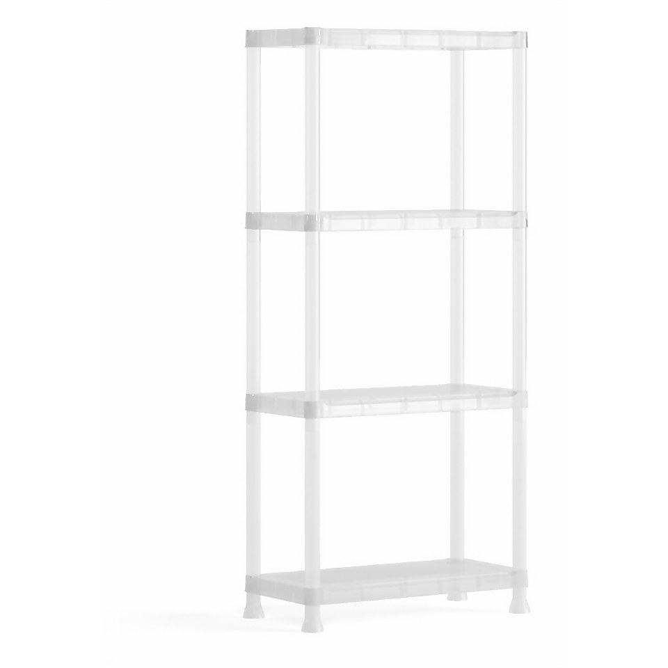 4Tier Translucent Shelving Unit Clear Homebase