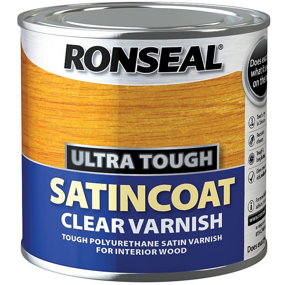 Ronseal UltraTough Satin Coat Clear Varnish 250ml Homebase