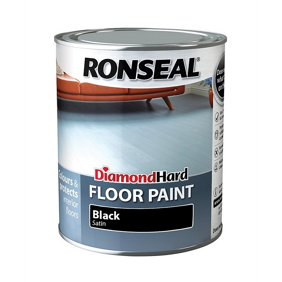 Ronseal Diamond Hard Black Floor Paint 750ml Homebase