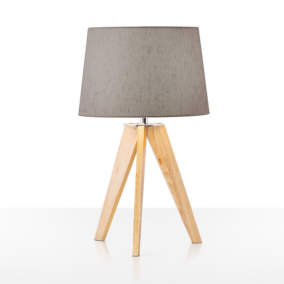 Poppy Table Lamp With Grey Shade Homebase