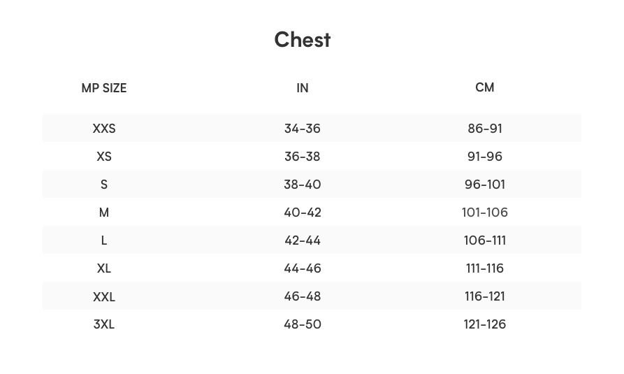 mens size guide | MYPROTEIN™